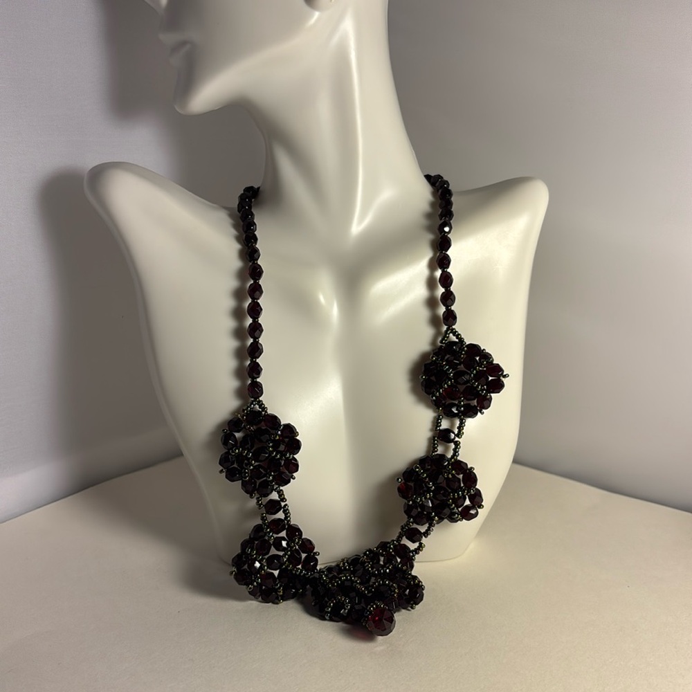 Deep red maroon 8 inches long necklace